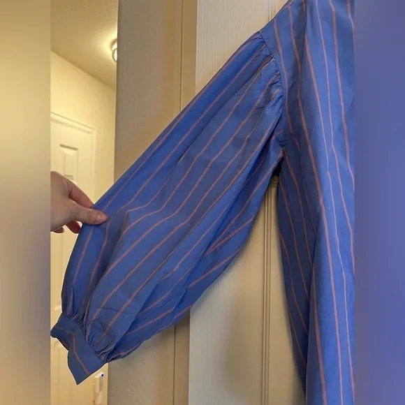 Rails | Blue Button Down Puff Sleeve Janae in Lima Stripe Sz M - Picture 4 of 12